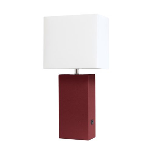 Lalia Home - Lexington Leather Base Modern Table Lamp with USB - Red-Front_Standard 