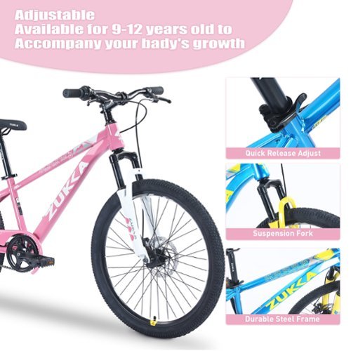 BreeBe ZUKKA Mountain Bike,24 Inch MTB for Boys and Girls Age 9 12
