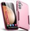 Entronix - Galaxy S23 Bundle: Soft-Touch Dual-Layer Case with 2 Clear Screen Protectors - Pink-Front_Standard