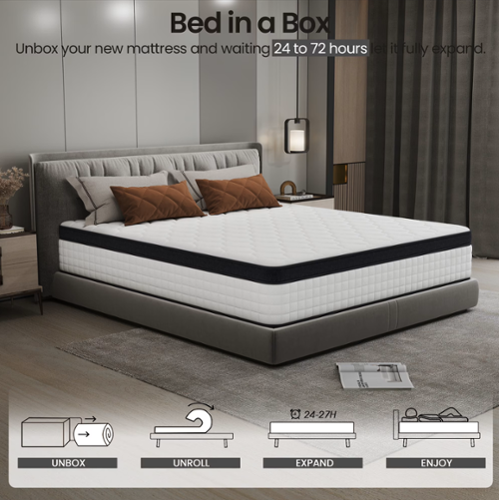 Anysun - 12" Queen Mattress, Medium Firm Memory Foam Mattress in a Box, Motion Isolation - White-Front_Standard 