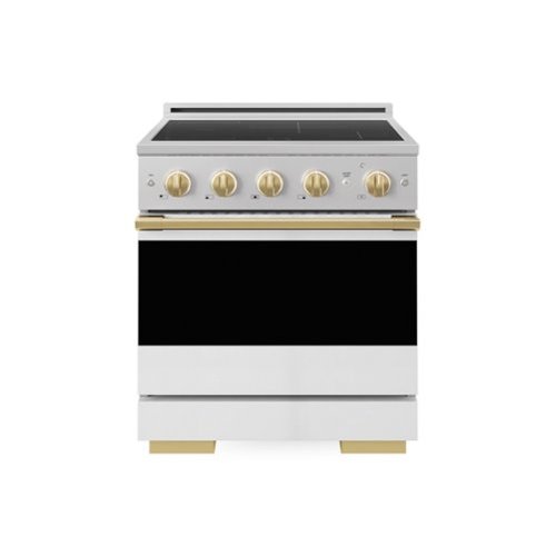 ZLINE - Autograph 30 in. 4.2 cu. ft. Marino Freestanding Induction Range with 4 Burners and Gold Accents with White Door - White Matte
