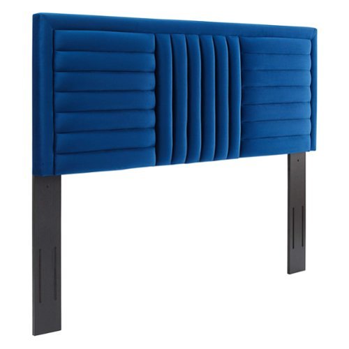 Believe Channel Tufted Performance Velvet Full/Queen Headboard by Modway - Blue-Front_Standard 