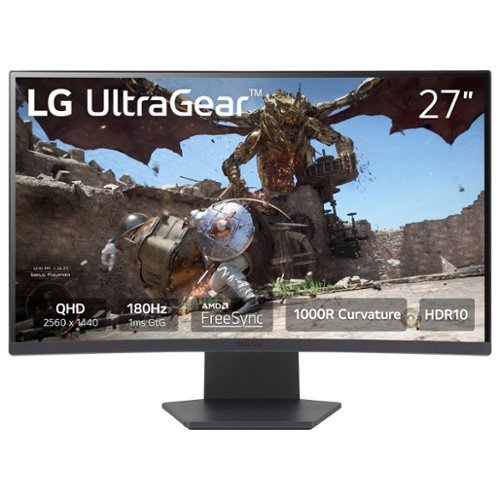 LG - UltraGear 27" QHD 180Hz 1ms AMD FreeSync Gaming Monitor with HDR10 (HDMI, DisplayPort) - Black-Front_Standard