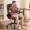 KERDOM - Swivel Tilt Gamer Ergonomic Computer Chair with Lumbar Support, Height Adjustable, Adjustable Arms Space Saving - Vintage Brown-Front_Standard