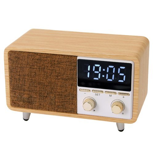 Dazzed Corner - Bluetooth Speaker Clock Radio,FM Radio with Dual Alarm - Wood-Front_Standard 