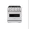 ZLINE - 30 in. Classic Satin Steel Stainless Gas Range w/ Convection Oven & 4 Brass Burners (CGRS-BR-30) - Stainless Steel-Front_Standard 