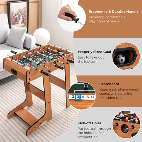 Costway Foldable Football Table Space Saving Soccer Game Indoor Sports for Party Bar - Natural WHERE TO BUY