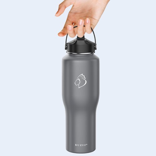 Buzio 32oz Tumbler Water Bottle with Straw Lid and Spout Lid - Gray WORLDWIDE DELIVERY