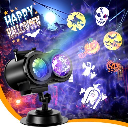 HAKUTA - Halloween Christmas Projector Lights with 16pcs Slides Patterns and Remote Control - Black-Front_Standard 