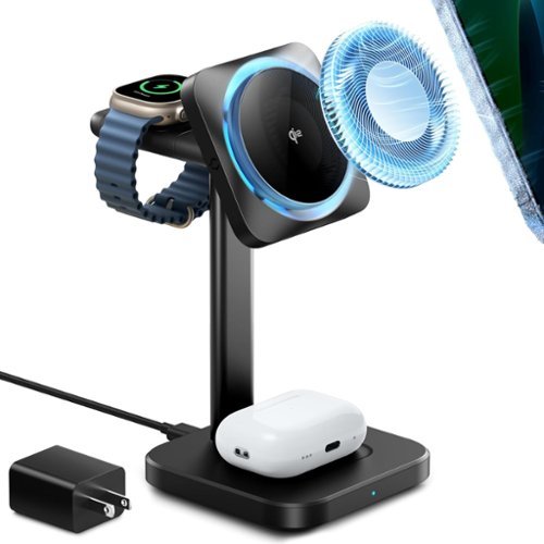 ESR Gear - Qi2 3-in-1 15W Watch Wireless Charging Stand with CryoBoost for Apple Watch and iPhone - Black