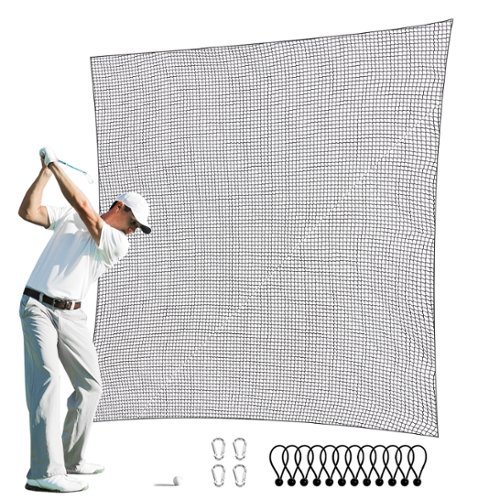 VEVOR - Golf Net,10x10ft Golf Practice Net, Indoor Hitting Net for Golf, Baseball, Hockey, Soccer, Heavy Duty Nylon DIY Ball Net - Black-Front_Standard 