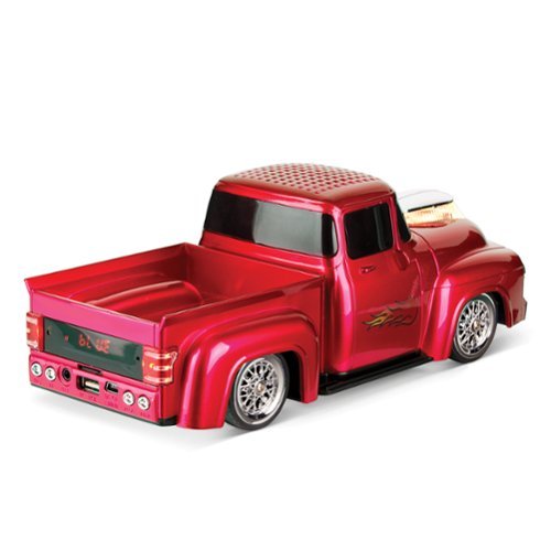 QFX Retro Truck Portable Bluetooth Speaker with Bass Radiator and LED Lights - Red BUY IN EUROPE