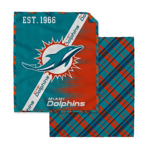Pegasus - Miami Dolphins 60" x 80" Digital Dash Two-Sided Checkered Ultra Cozy Sherpa Blanket - Multicolor-Front_Standard 