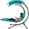 Best Choice Products - Hanging Curved Chaise Lounge Chair Swing w/ Pillow, Shade, Stand - Teal-Front_Standard