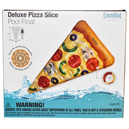 Salus Brands, LLC CocoNut Float: Pizza Slice Pool Float -74x44 Water Inflatable Lounge, Anti-Leak, Durable, Connectible, Party Accessory WORLDWIDE DELIVERY
