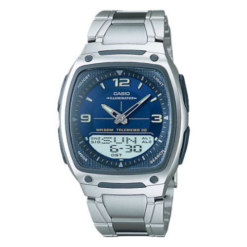 Casio - Men's Analog-Digital Sport Watch with Blue Dial - AW-81D-2AV - Silver-Front_Standard 