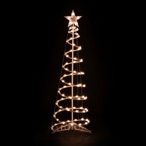 Northlight - Lighted Spiral Outdoor Christmas tree with Star - 4' - Clear - White-Front_Standard 
