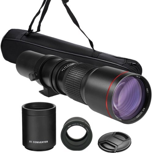 Bower - 500mm/1000mm f/8 Manual Telephoto Lens for Sony A6500 A6400 A6300 A6100 A6000 - Black-Front_Standard 