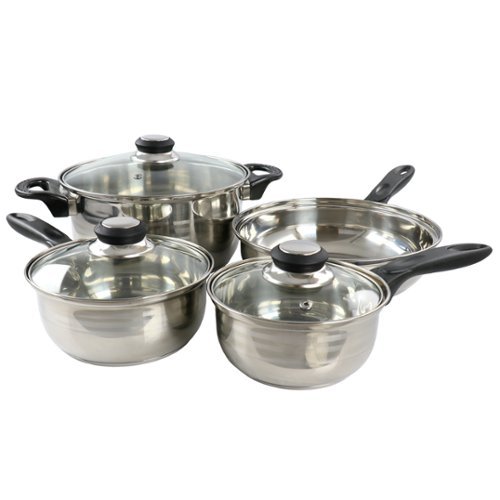 Gibson - Home Lybra 7 Piece Two Tone Polished Stainless Steel Cookware Set - Silver-Front_Standard 