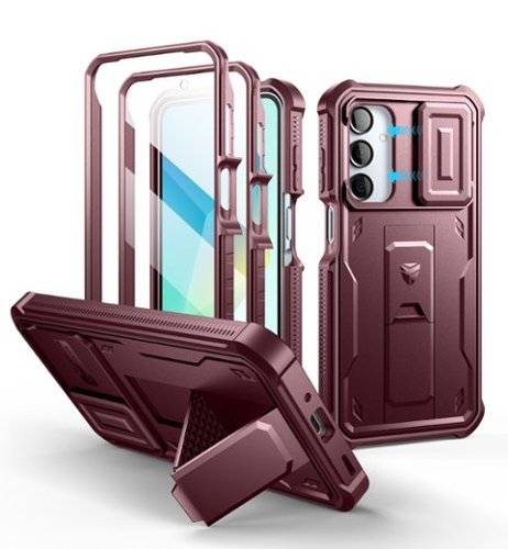 dexnor - Case for Samsung Galaxy A16-5G with 2 Front Frame, Magnetic Slide Camera, Screen Protector Cover Heavy Duty Shockproof - Maroon Red-Front_Standard 