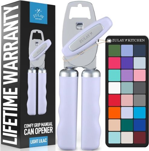 Zulay Kitchen - Heavy Duty Stainless Steel Manual Can Opener with Turn Knob & Comfy Soft Grip Handles - Light Lilac-Front_Standard 