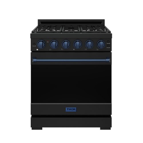 Gordon Ramsay Series by Thor Kitchen 4.55 Cu. Ft Freestanding Gas Range with Navy Blue Hardware - Black