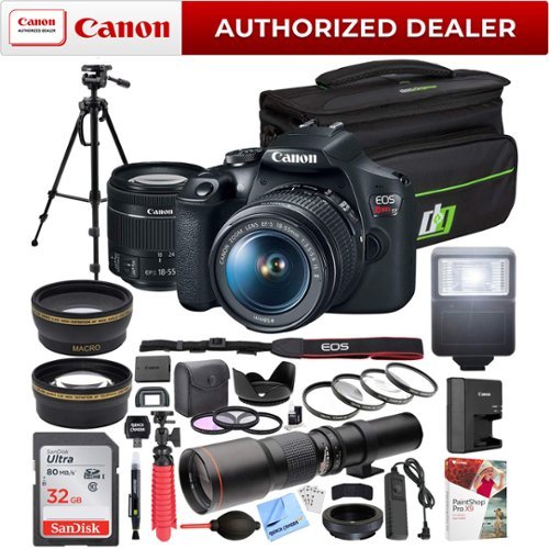 Canon - T7 EOS Rebel DSLR Camera EF-S 18-55mm f/3.5-5.6 IS II + 500mm Telephoto Lens Kit-Front_Standard 