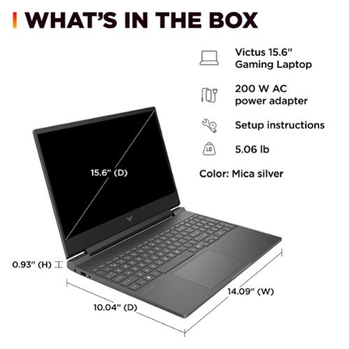 HP Victus 15.6 144Hz Full HD Gaming Laptop - Intel Core i7-13620H - 16GB DDR5 Memory - NVIDIA GeForce RTX 5060 - 1TB SSD - Mica Silver BUY IN MIDDLE EAST