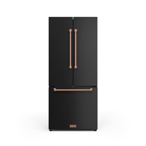 Gordon Ramsay Series by Thor Kitchen 17.5 Cu. Ft. Counter Depth Refrigerator with Rose Gold Hardware - Black