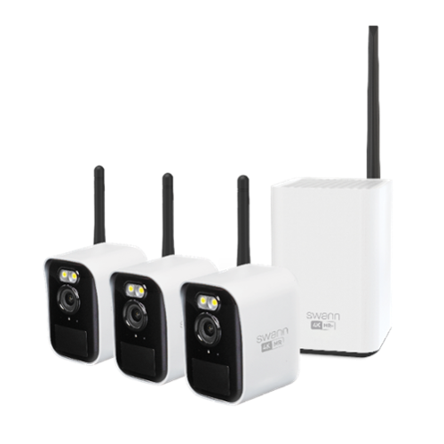 Swann - MaxRanger4K Mini Wireless Security System / Base Station / 32GB / 3x MINICAM 4K IP Cameras - Black