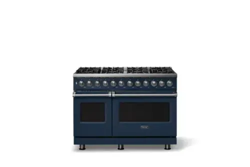 Front. Viking - 48 in. Wide 8 Burner Pro 5 Series 7.3Cu. Ft. Freestanding Sealed LP Dual Fuel Convection Range/Griddle - Slate Blue - Slate Blue.