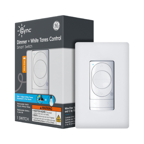 Cync - Smart Dimmer + Tones Control Switch, Wire-Free, Bluetooth - White-Front_Standard 