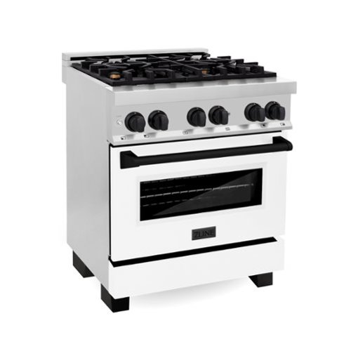 ZLINE - Autograph Legacy Dual Fuel Range w/ 4 Burners & White & Black Accents (RAZ-WM-30-MB) - Stainless Steel/Matte White