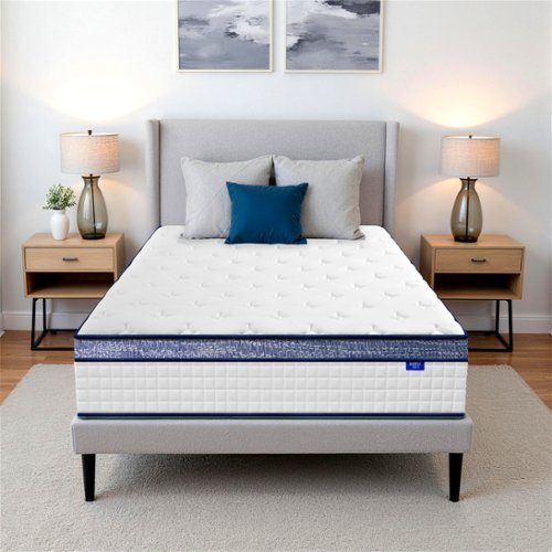 BURFLY1977 - Queen Mattress,10 Inch Hybrid Mattress in a Box, Memory Foam Individual Pocket Springs, Medium Firm, Pressure Relief - White-Front_Standard 