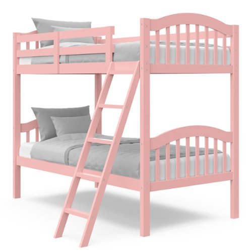 Storkcraft - Long Horn Solid Hardwood Twin Bunk Bed - Pink-Front_Standard 