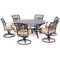 Hanover - Traditions 7-Piece Dining Set with a 60 In. Round Cast-top Table and Six Swivel Rockers - Alumicast/Tan-Front_Standard