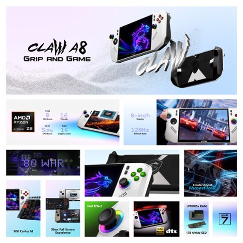 MSI Claw A8 BZ2EM 8 120Hz FHD+ 1200P Gaming Handheld - Ryzen Z2 Extreme - AMD Radeon Graphic - 24GB - 1TBSSD - Windows GLOBAL SHIPPING