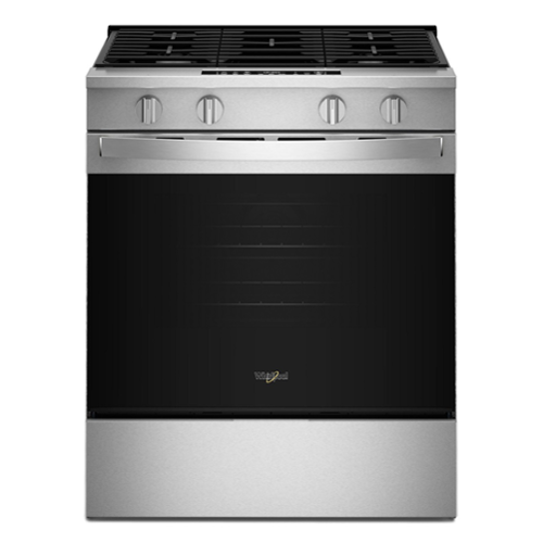 Whirlpool - 30 in. Wide 4 burners 5.0 cu. ft. Smart Freestanding Slide-In Gas Range with Air Cooking Technology and Steam Clean - Stainless Steel
