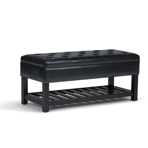 Simpli Home - Lomond Storage Ottoman Bench - Midnight Black-Front_Standard 