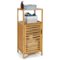 Costway - Bamboo Bathroom Storage Floor Cabinet w/Door and Shelf Corner Cabinet - Burlywood-Front_Standard