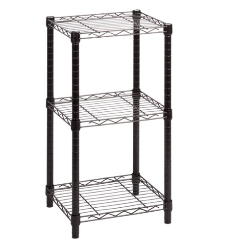 Honey-Can-Do - Small 3-Tier Adjustable Storage Shelving Unit - Black-Front_Standard 