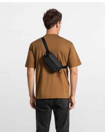tomtoc Aviator-T35 1.5L X-Pac Sling Bag with RFID Blocking, Crossbody Bag Minimalist Chest Shoulder Pack for Men/Women - Black