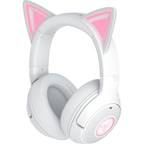 Razer - Kraken Kitty V2 Bluetooth Wireless Over-the-Ear Gaming Headset for PC, Mac, Playstation, Nintendo Switch, Steam Deck - White-Front_Standard