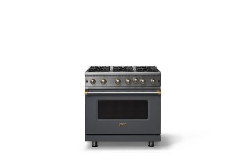 Viking - Professional 5 Series 5.1 Cu. Ft. Freestanding Open Burner LP Gas Convection Range-Cast Black w. Brushed Brass Trim - Cast Black