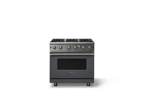 Front. Viking - Professional 5 Series 5.1 Cu. Ft. Freestanding Open Burner Gas Convection Range - Cast Black w. Brushed Brass Trim - Cast Black.