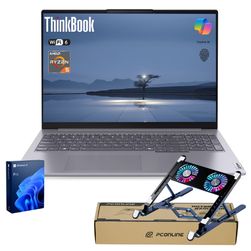  Lenovo - ThinkBook 16'' FHD+ Gen 7 Laptop - AMD Ryzen 5 7533HS with 64GB Memory - 2TB SSD - Fingerprint - PCO Laptop Cooler - Gray