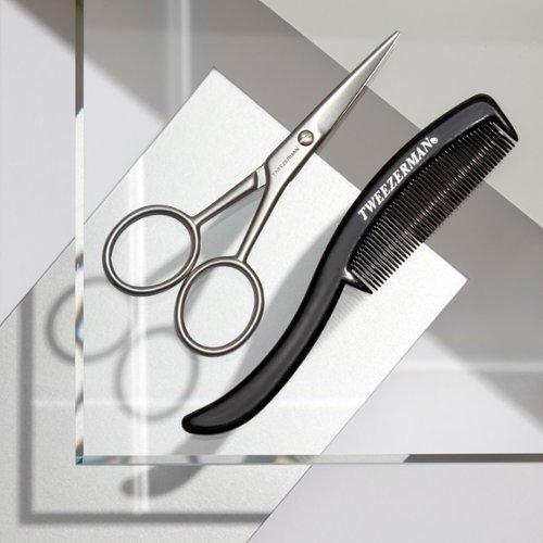 Tweezerman Moustache Scissors & Comb - Stainless/Black WHERE TO BUY