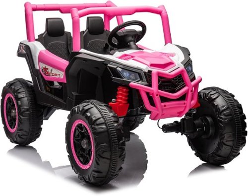 Acekool - 24V 2-Seater Ride On Truck for Big Kids, Remote Control, 4-Wheel Suspension, 3 Speeds, LED Lights, Music - Pink-Front_Standard 