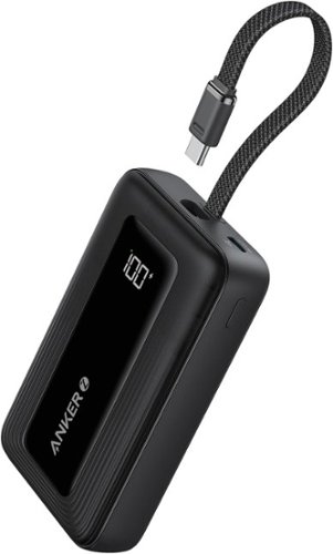 Anker - Zolo Portable charger (10K, 35W, Built-In Dual USB-C Cables) - Black-Front_Standard 