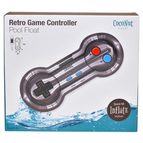 Salus Brands, LLC CocoNut Float: Retro Game Controller Pool Float - 54 x 22, Inflatable Lounge, Anti-Leak, Durable, Water Accessory HOW TO BUY